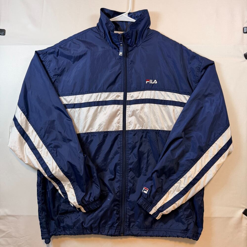 Vintage 90s Fila Colorblock Nylon Windbreaker Track Jacket Blue Mens Size Medium